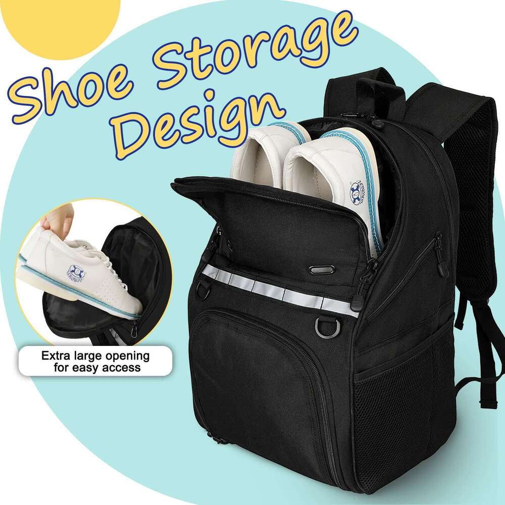 Goloni Backpack,Single Bowling Shoe Compartment Up to Size 16,Bowling Bag with Padded Ball Holder