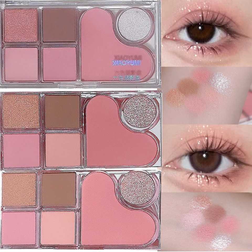 Six-color eyeshadow palette soft and delicate pearlescent matte earth-tone eyeshadowXJ250520