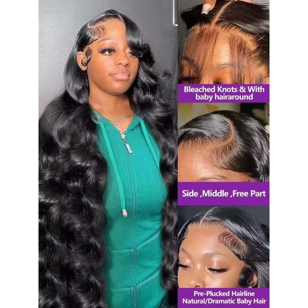 300 Density Body Wave Front 13x4 13x6 40 Inch 5x5 Closure Gluless Transparent Human Hair Lace Frontal Wig Sale
