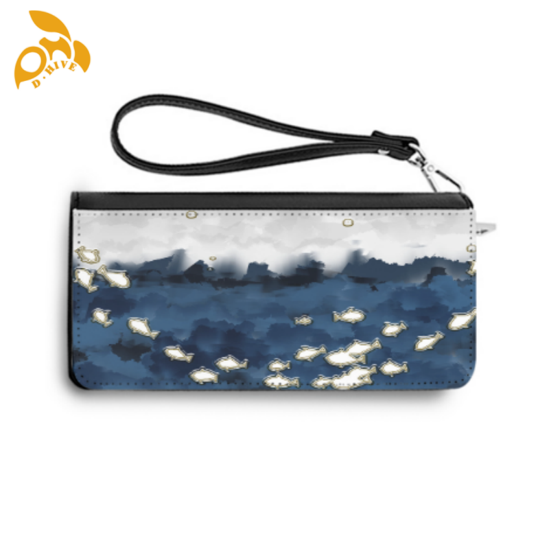 Free shipping TOP designers customize round beige, black wallets for adults.