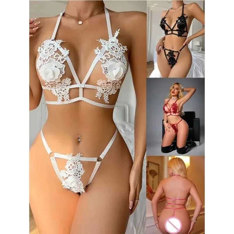 Sexy Bra and Panties Sets Lace Floral Lingerie See Through Underwear Embroidery Rose Exotic Set Senxual Intimate Clothes Set R250520