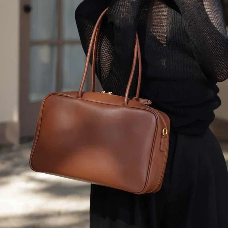 Cowhide Women Shoudler Coffe Bags Desiger Brand Leather Ladies Crossbody Large Brown Bag Female Apricot Handbags Black