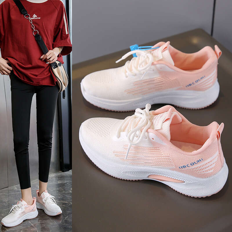 New Thick soled Fashionable Breathable Lightweight Women's Outdoor Casual Trendy Pair Flyknit Sports Shoes for Women
