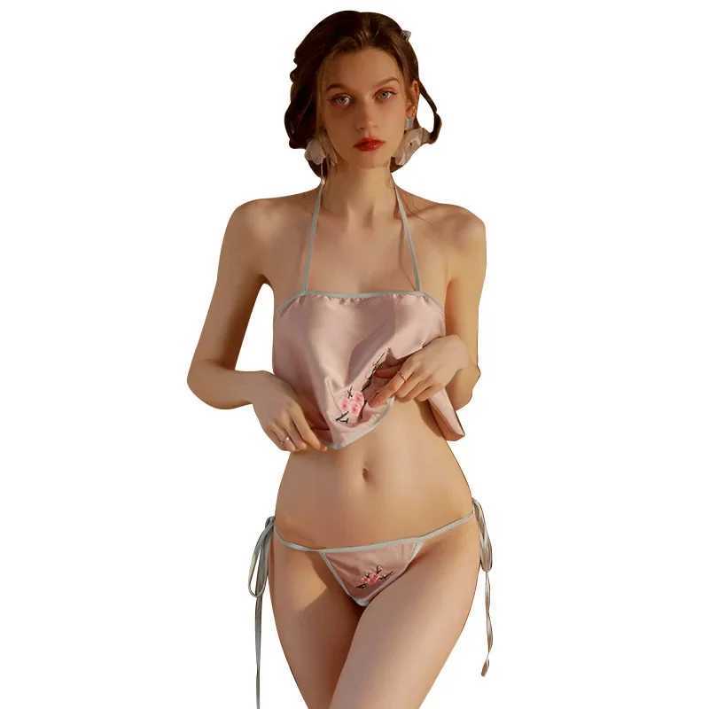 Exotic Costumes Apron Uniform Temptation Chinese Cosplay Chinese Embroidery Bellyband Panties Sexy Underwear Sleepwear 5colors R250520