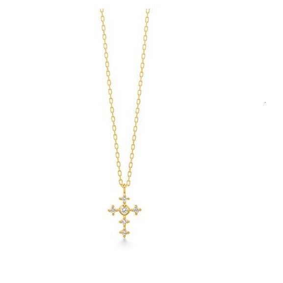 necklace S sterling sier plated 14K gold mini cross INS temperament versatile set with zircon stacked necklace for women's collarbone chain