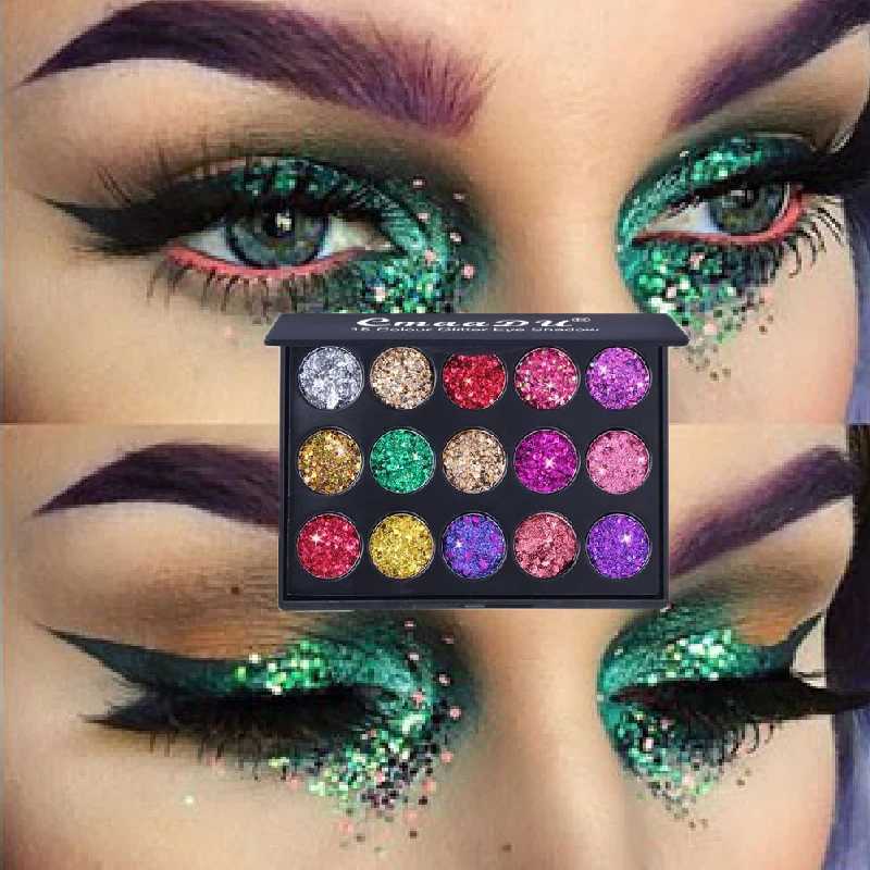 15Color Metallic Glitter EyeShadow Palette Shining Powder Shimmer Eye Shadow Waterproof Diamond Sequins Body Face Art MakeupXJ250520