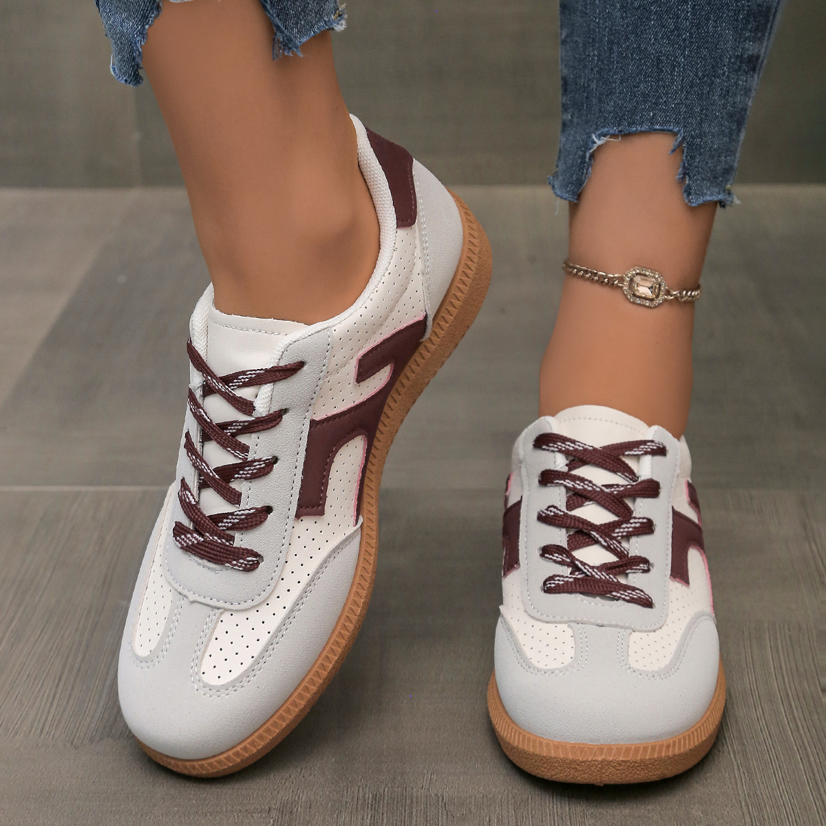 Large Size Thick Soled Board For Women New Comfortable And Versatile Casual Shoes Low Cut Lace Up Casual Shoes Flat Bottom Trendy Shoes Ddmysaturn