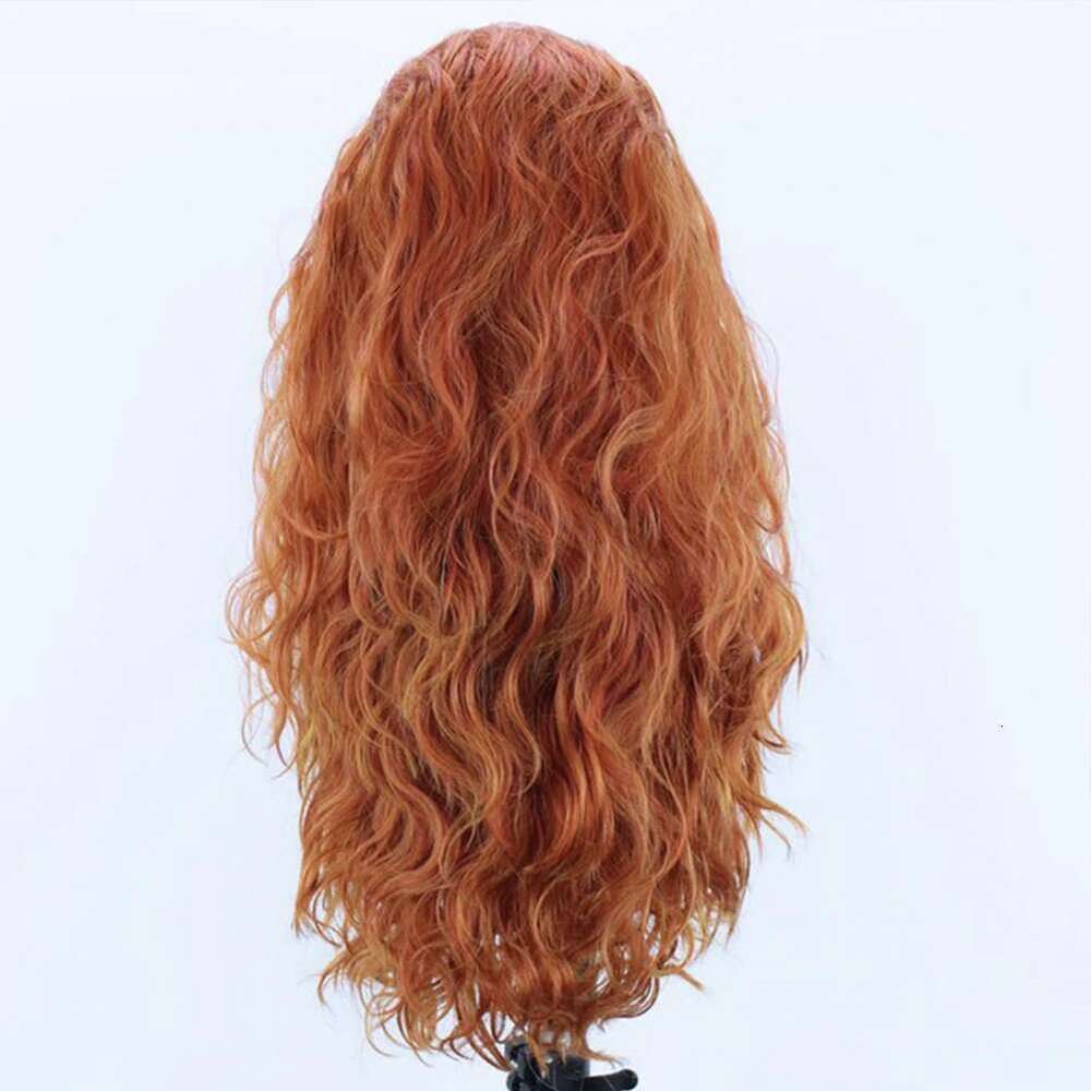 13X4 Ginger Synthetic Front Long Wavy Black Hair Cosplay Lace Wigs for Women Blonde Heat Resistant Fiber Glueless Wig