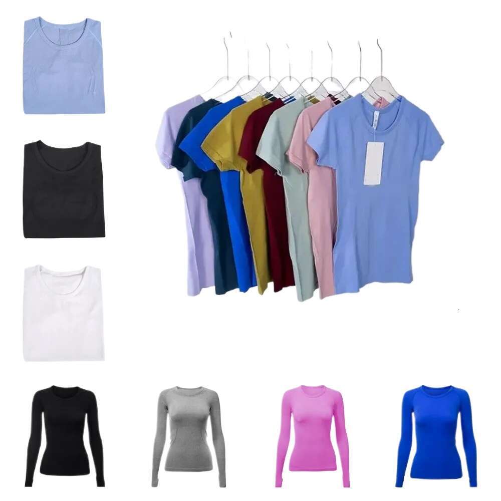 women designer yoga short sleeve long sleeve solid color sports shaping waist tight loose jogging tshirt high elastic breathable running workout activ