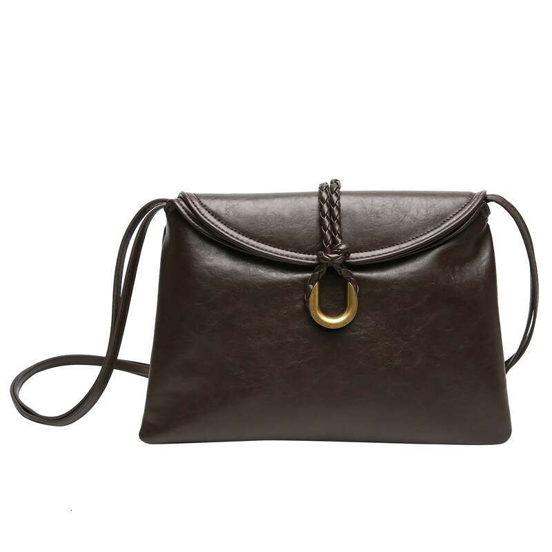 Single Shoulder New Vegetable Tanned Envelope Large Capacity Soft Leather Commuting Simple Temperament Women's Crossbody Bag