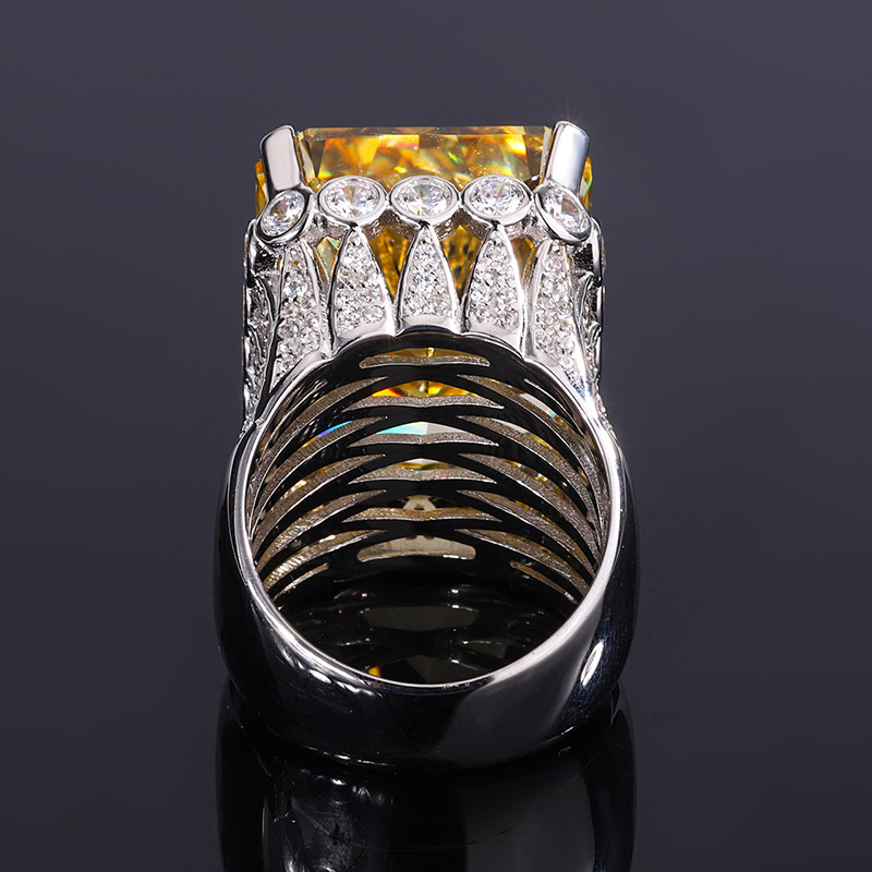 80CT luxurious King Queen Ring S925 sterling silver 18*23 cultivated high-carbon diamond noble dazzling heavy industry sparkling ice flower cut unique
