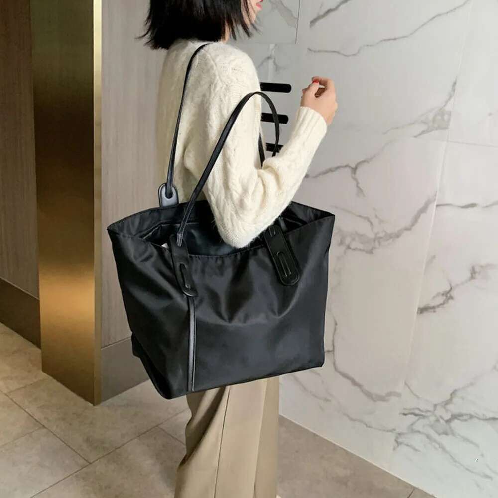 Shoulder Women Nylon With Zipper Underarm Solid Color Satchel Purse Oxford For Work Travel Shopping Shopper Bag