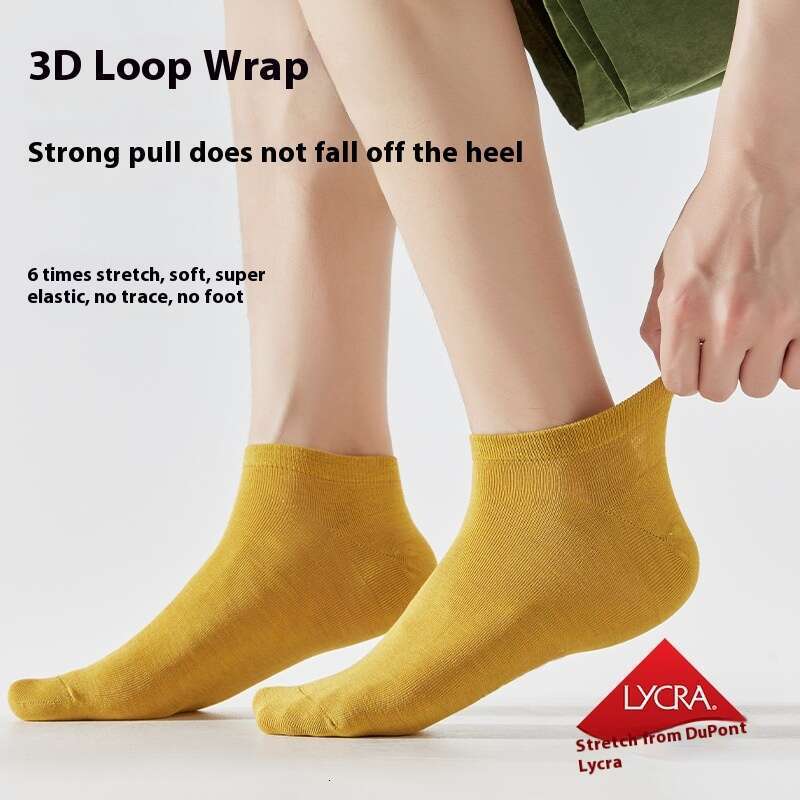 Men's Bamboo Fiber Short Anti Odor, Absorbing, Antibacterial, Breathable, Thin Summer Sweat Absorbing Boat Socks, Low Cut Shallow Mouth Socks B5