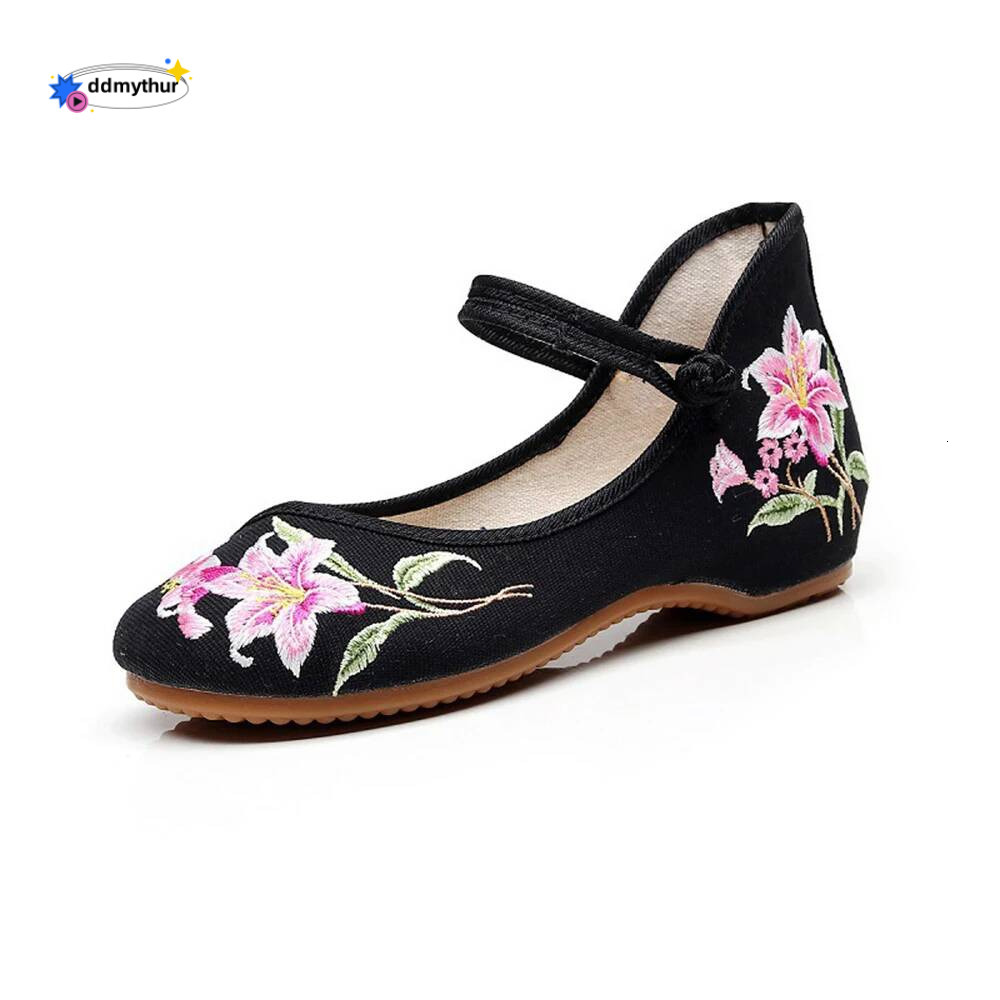 Handmade Womens Vintage Embroidered Canvas Ballet Flats Ladies Comfortable Chinese Ballerinas Vegan Embroidery Shoes ddmythur ddmythur
