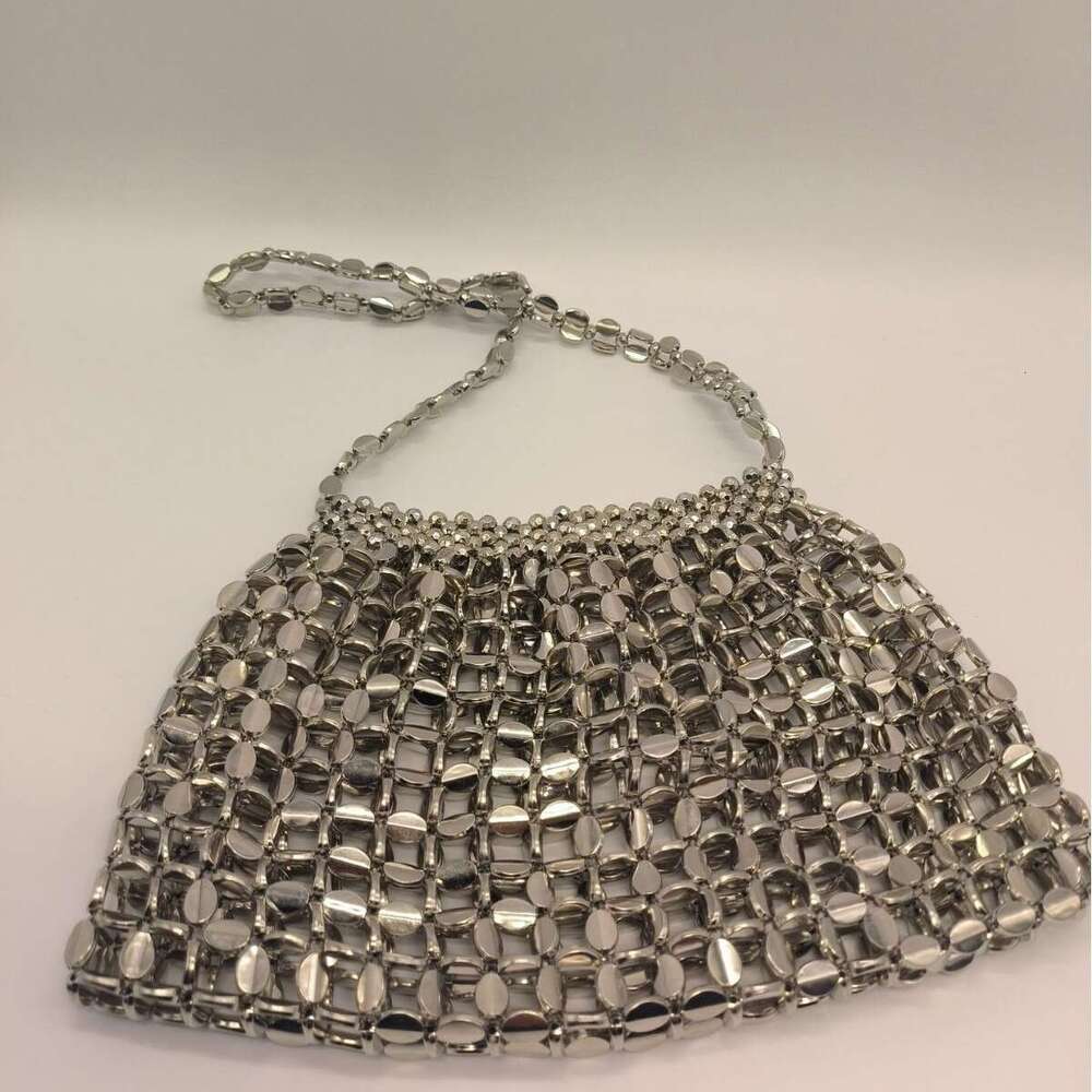 new Hot Hot electroplated silver hot selling women's long shoulder bead woven bag