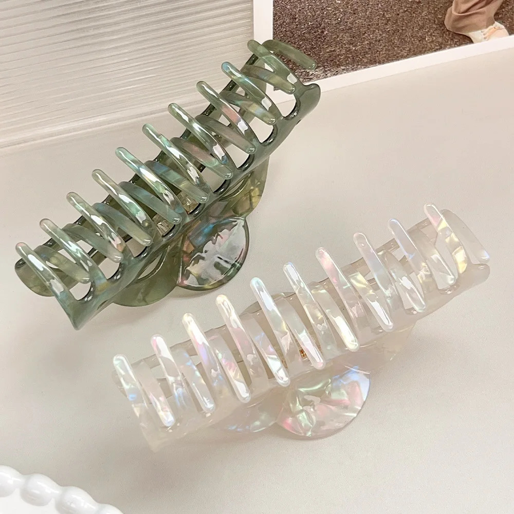Simple Hollow Elegant Hair Clips Oversized Sparkly Mermaid Acrylic Hair Claw Stylish Headwear Accessory for Long Hair 250517