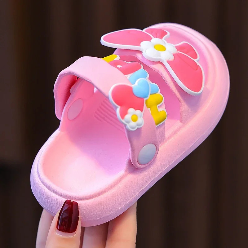 Summer Cute Bow Decoration Toddler Sandals For Aged 0-5 Children Girl Slippers Non-slip Prewalker Flip Flops Home Kids Shoes 250519