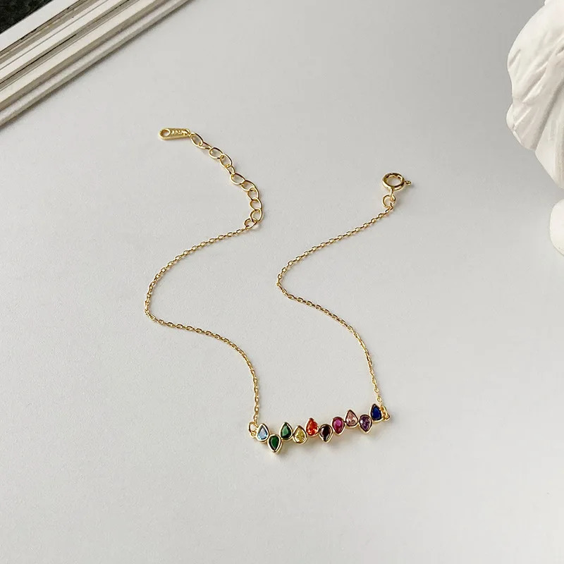 925 Sterling Silver Simple Creative Color Crystal Bracelet Women Fashion Trend Party Jewelry Accessories Valentines Day Gift 250520