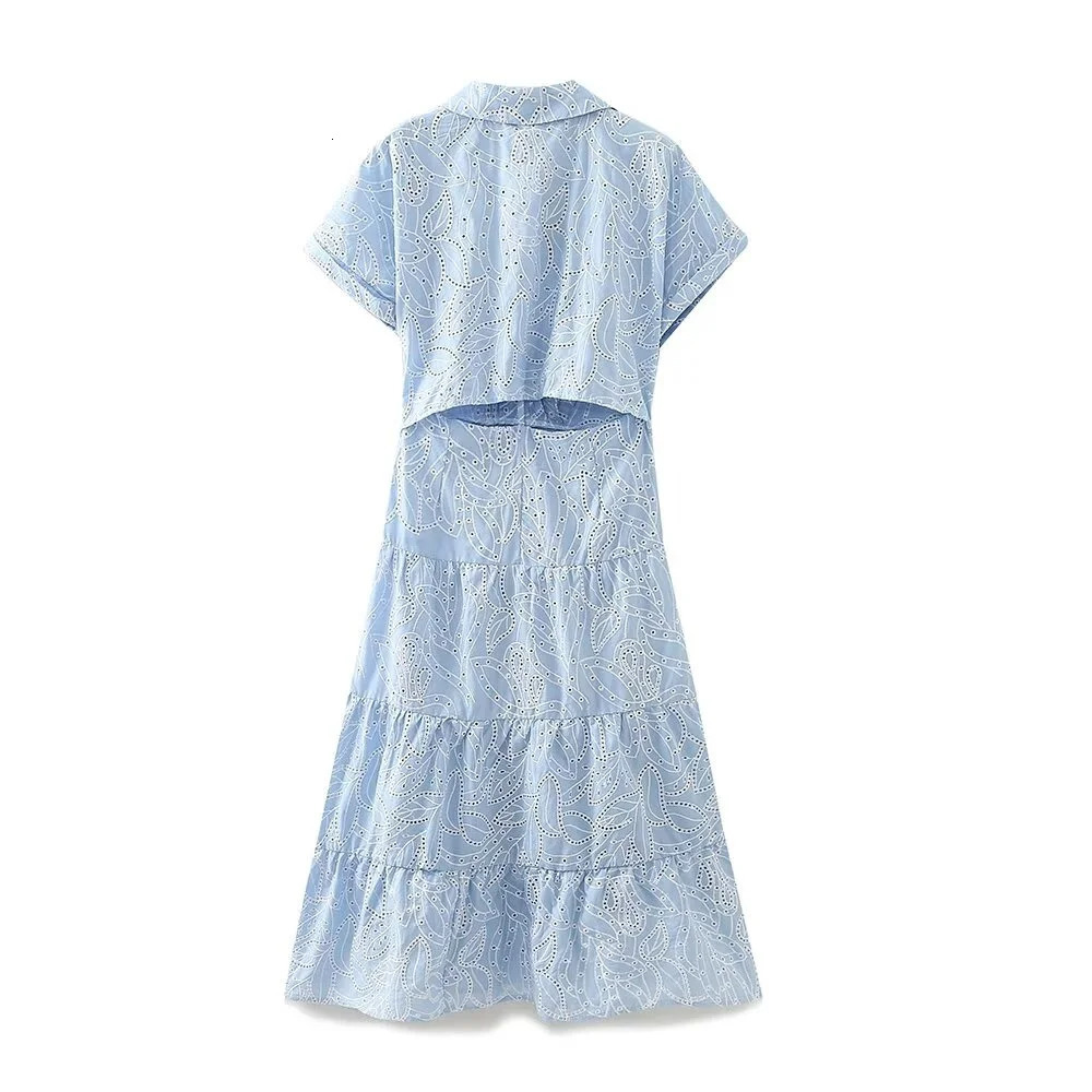 womens casual and elegant European American style n retro hollow y shirt dress 250520