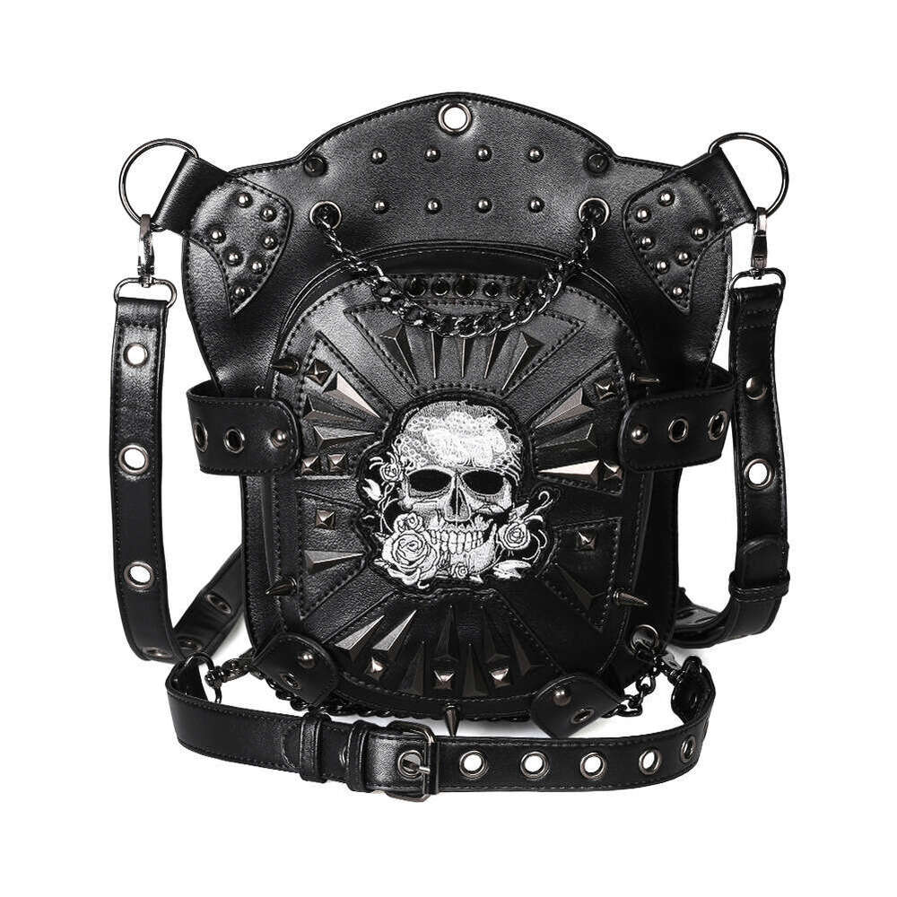 Female Punk Motorcycle Skull One Shoulder Women's Crossbody Bag PU Outdoor Waistpack