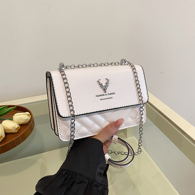 High quality brand hot selling high-end diamond grid embroidery thread 2025 new model single shoulder women's light luxury chain small square bag