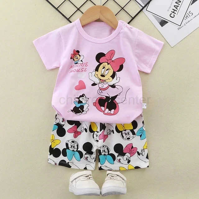 Disney girls clothes set Short Sleeve 2pcs Tshirt+Short 1 2 3 Years Old Summer New Clothing Girls Casual Loose Thin clothes W250520