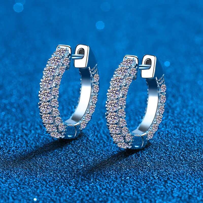 COSFIX Luxury 100% 925 Sterling Silver Created Moissanite Gemstone Hoop Earrings Wedding Engagement Fine Jewelry Gifts Wholesale