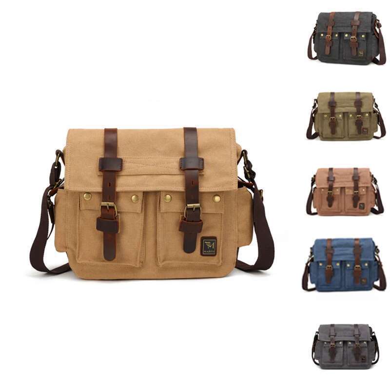 Vintage Men's Travel Crossbody Canvas With Mad Horse Messenger Bag For Men And Women Casual Shoulder Bag