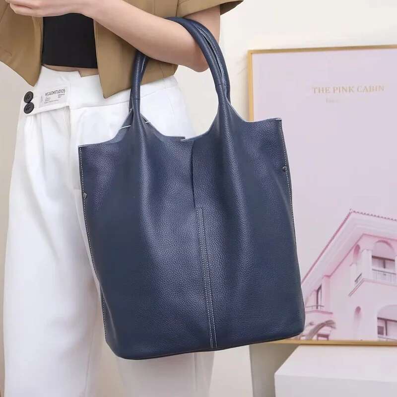 High Quality Designer Bags High Quality Designer Bags Genuine Commuter Niche Simple Ladies Soft Leather Tote Shoulder Handbag Large Capacity Bucket