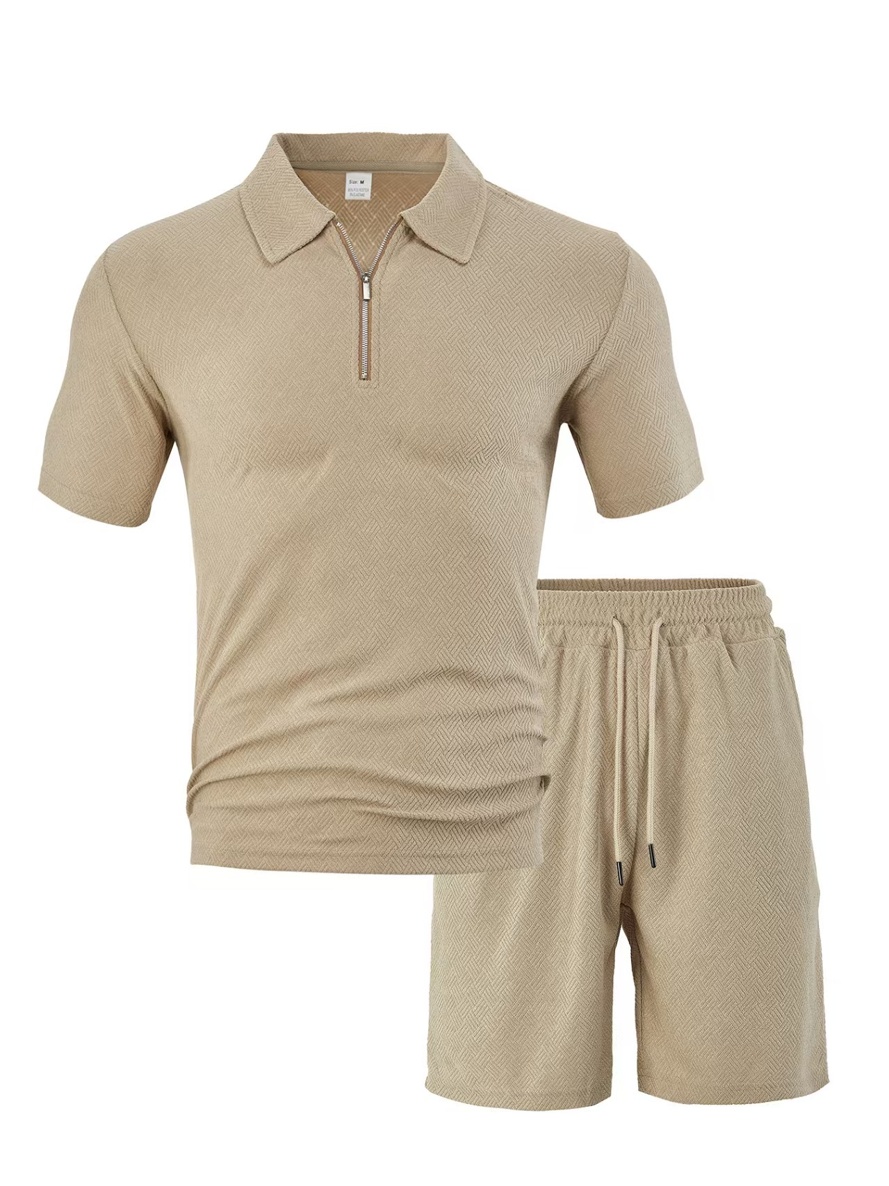 Men's Summer Two piece Set: Short sleeved Polo Shirt with Lapel and Shorts Made of Jacquard Fabric Men's Casual Sportswear Designer style Po