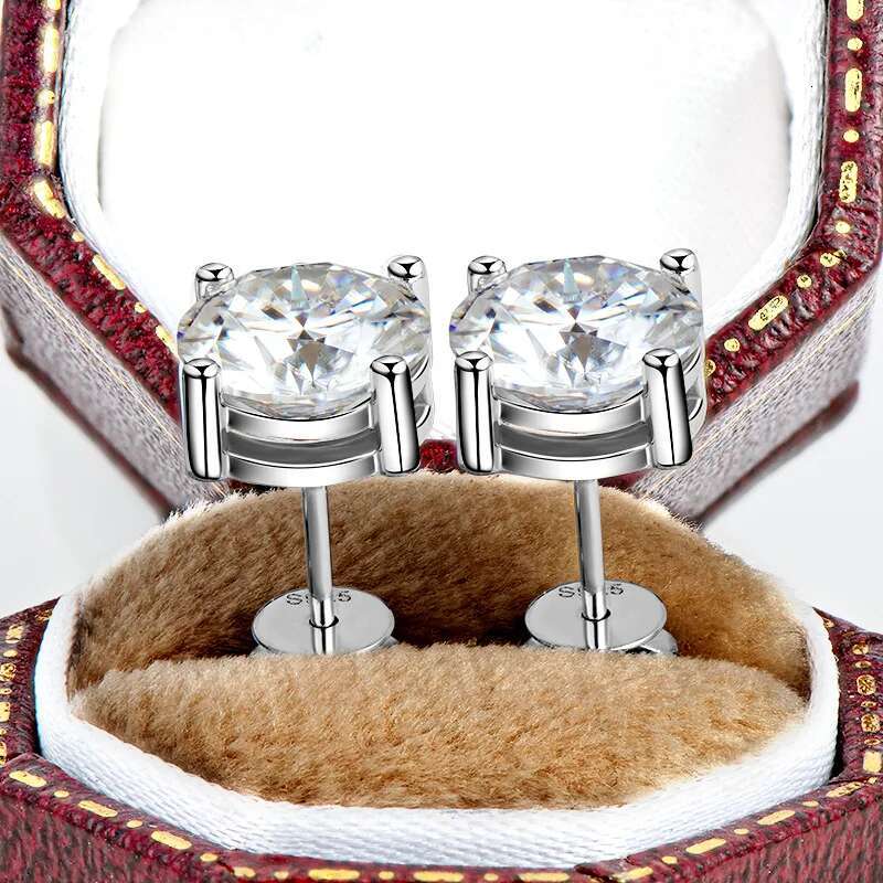 Moissanite Stud Earrings for Women 1-5ct Women Full Moissanite Stud Earrings Luxury Round Cut Womens Moissanite Stud Earring