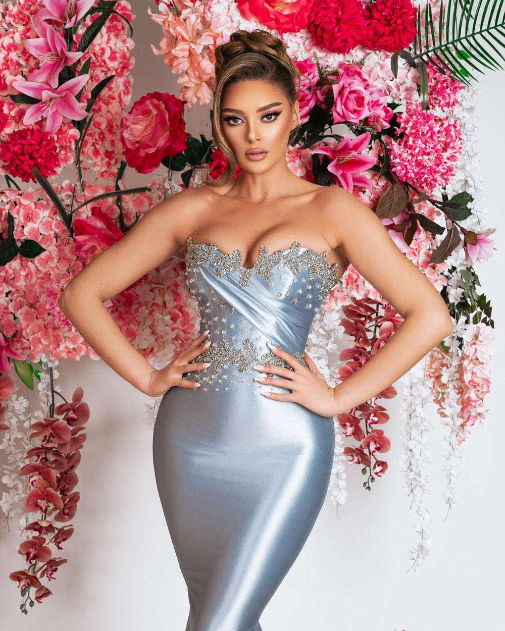 Fashion Crystal Evening Dresses Beading Prom Dress Strapless Rhinestone Princess Sleeveless Slim Mermaid Sweep Train Party Gowns Plus Size Vestidos De