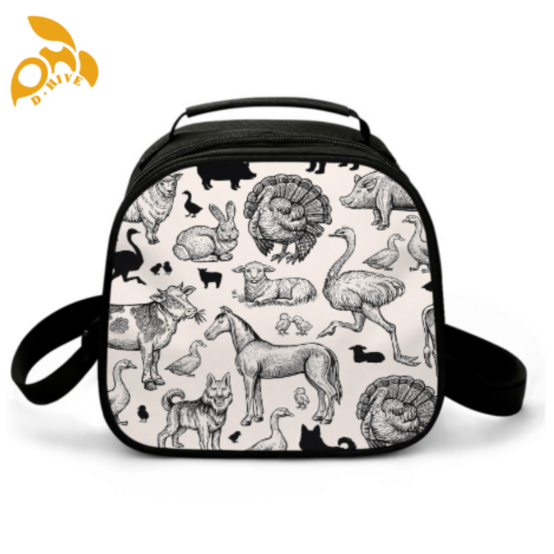 Free delivery. top Custom-made round, beige, white and black semi-long, lightweight, simple and portable meal bags by designers