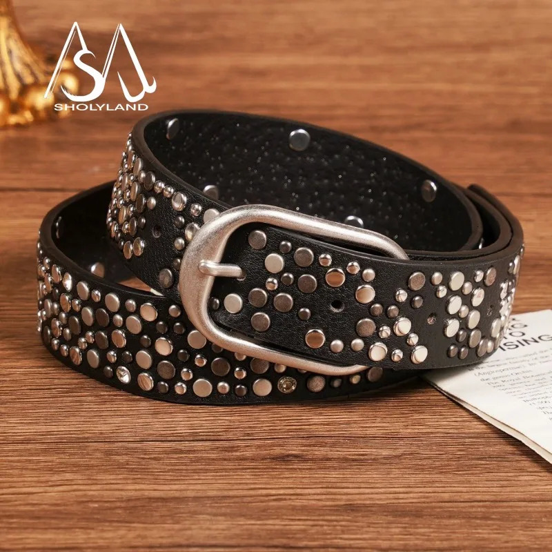 Practical Punk Street Hit Heavy Metal Belts No Rules Claw Nails Diamond-studded Jeans Embellished with Belts 250519