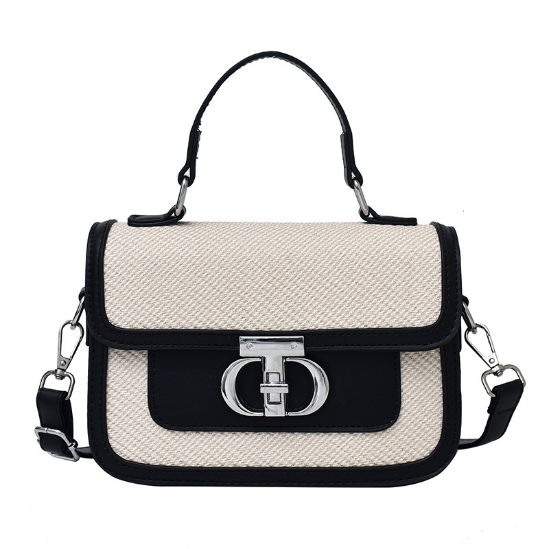 Korean Fashion Handheld Small Square for Women 2025 New Style Color Contrasting High end Versatile Commuter Single Shoulder Crossbody Bag