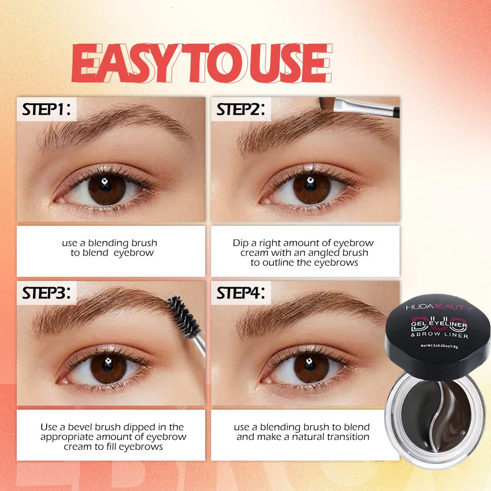 Two-color Long-lasting Super Waterproof Eyebrow Cream Sweat-proof Tinted Eye Brow Gel Brown High Pigmented Makeup Women Cosmetic 250515