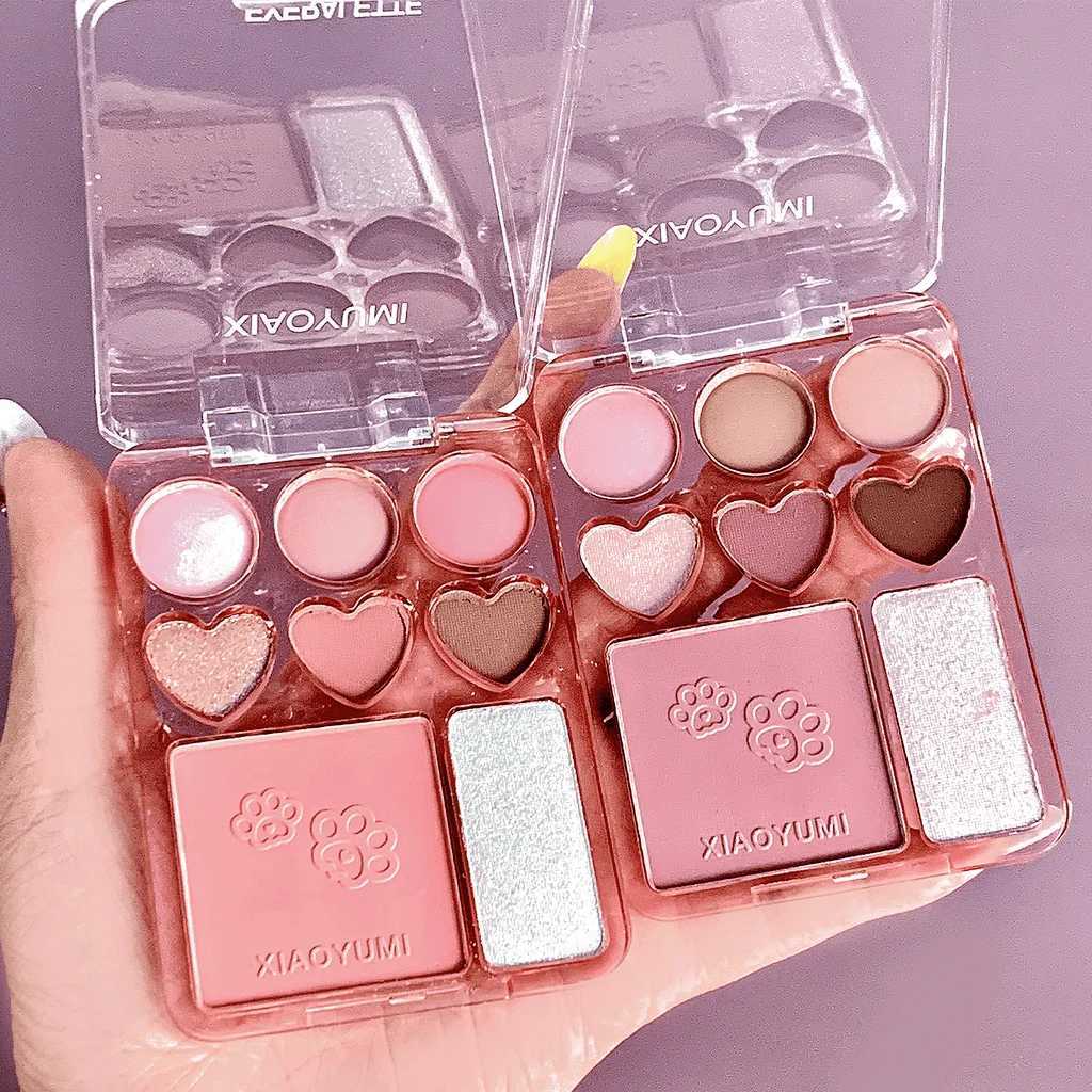 8-Color Love Eyeshadow Palette Sweetheart Blush Highlighter All-in-One Natural 3D Long-lasting Delicate Glitter EyeshadowXJ250520