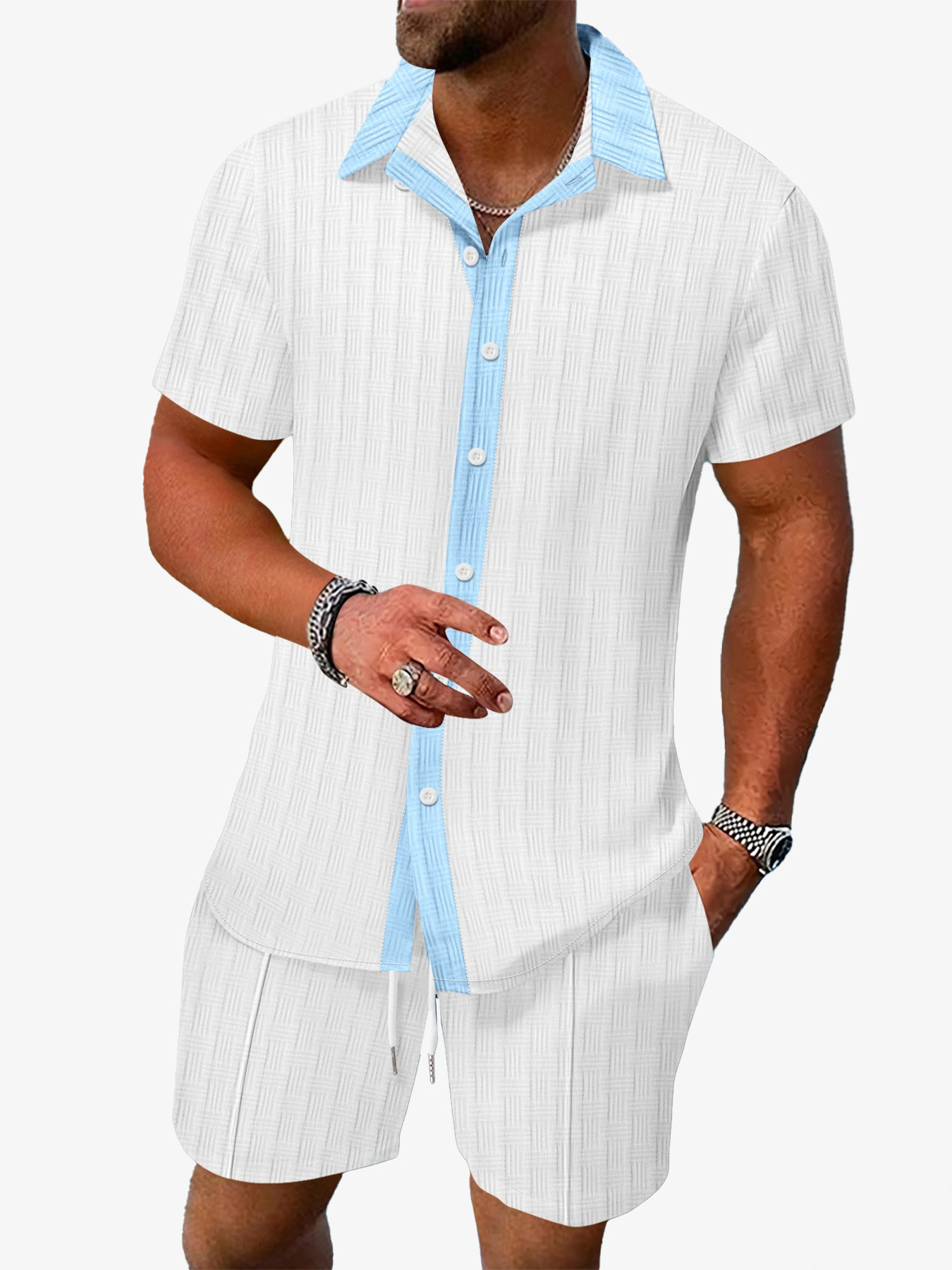 Summer 2025 men's clothing tracksuit for men matching shirts casual short sleeved shirts and shorts beach suits 2 piece sets
