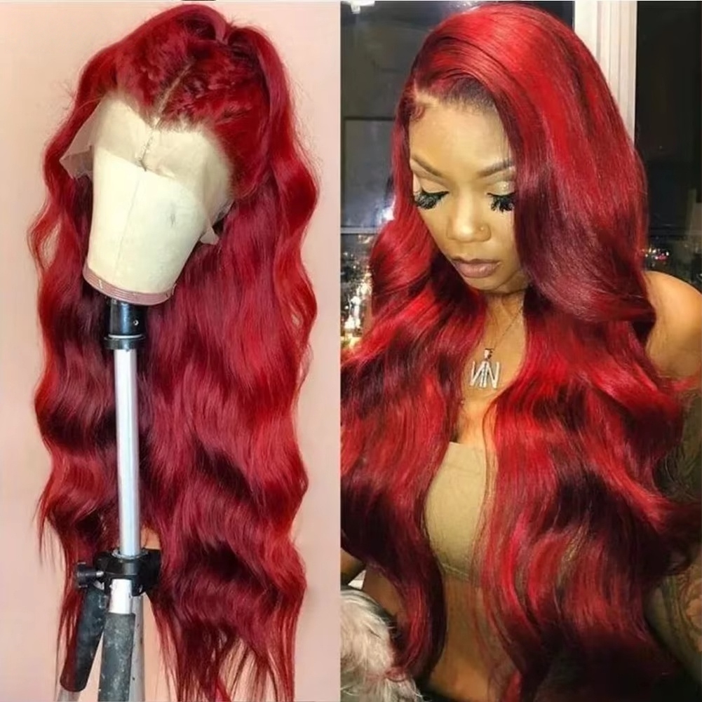 Pervian Lace Front Wigs Chocolate Brown Simulaiton Human Hair 34 Inch Body Wave 13x4 Lace Frontal Wigs Transparent Lace Closure Wig Transparent Synthe