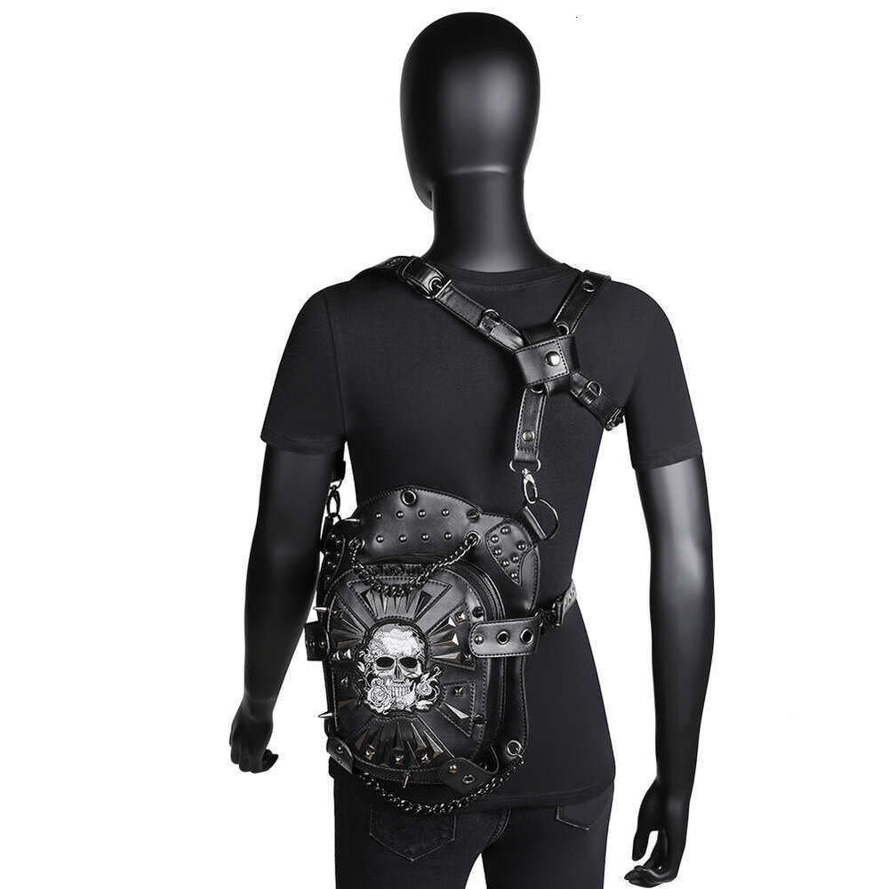 Female Punk Motorcycle Skull One Shoulder Women's Crossbody Bag PU Outdoor Waistpack