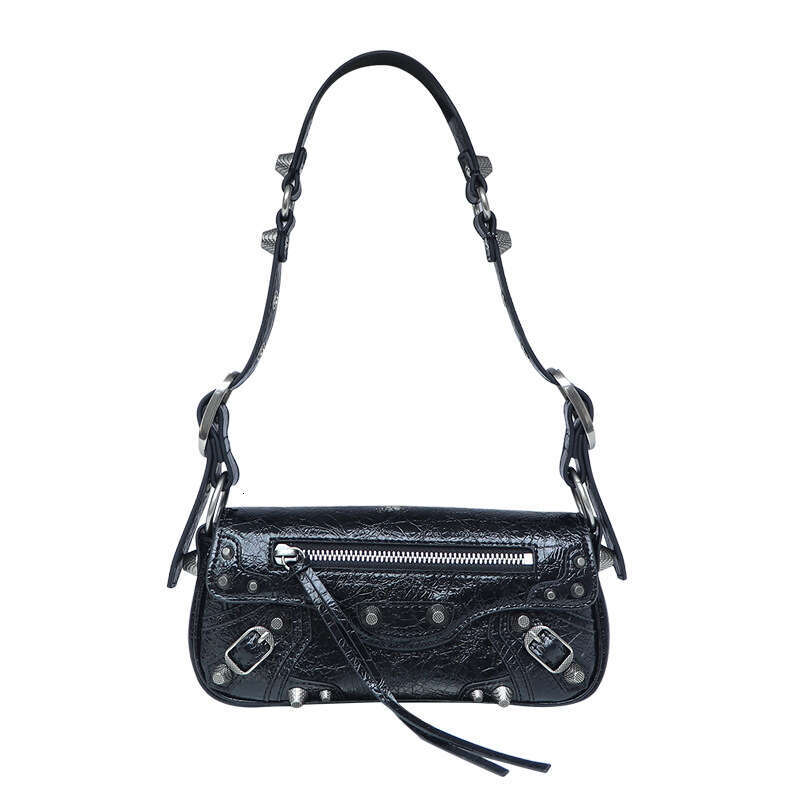 New Le Cagole Motorcycle Women s Light Luxury Heavy Industry Rivet Rod Leather Single Shoulder Underarm Bag