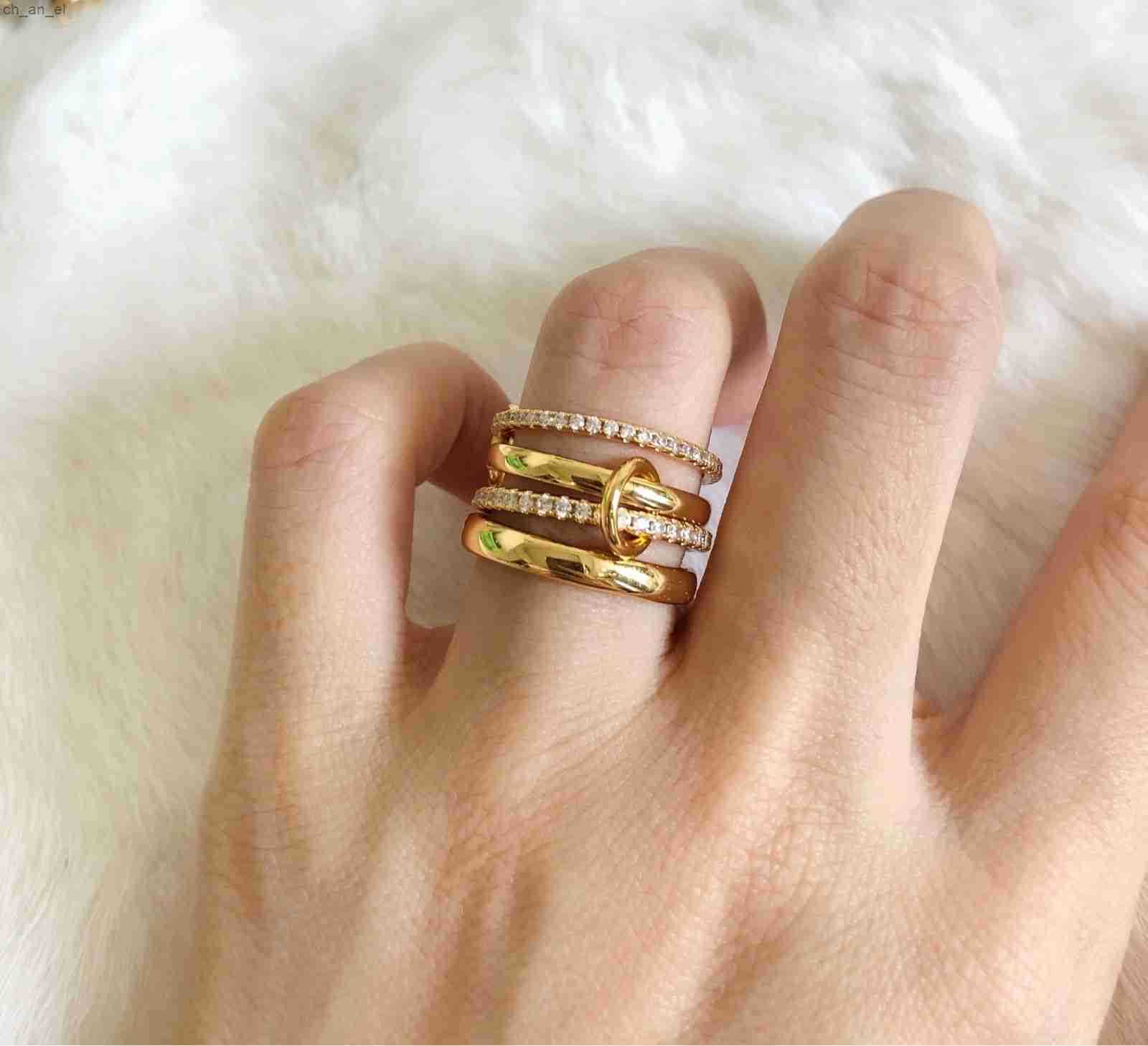 Stacking designer ring K gold ring Four piece Rings for women men spinelli kilcollin rings with Diamond Ring overlapping designer jewelry Open ring averageX25520
