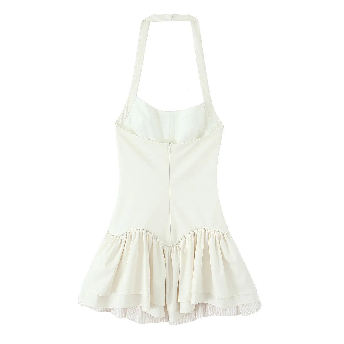 European and American style summer pure desire slimfitting halter neck backless layered dress 250520