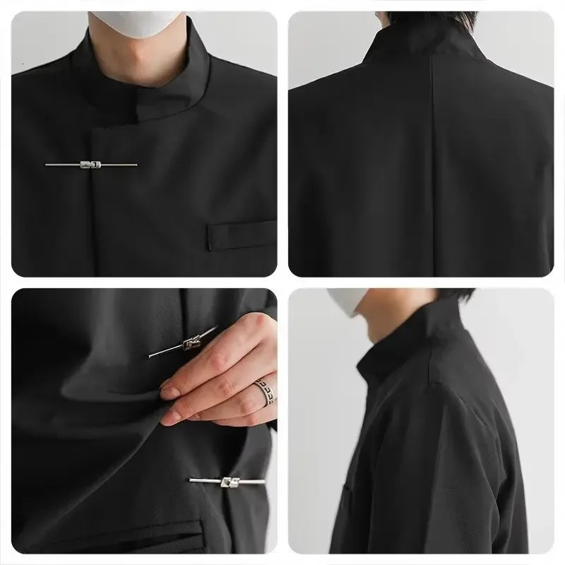 2024 Autumn Chinese Style Stand Collar Metal Buckle Westernstyle Clothes Suit Marriage Gown Casual Jacket For Men And Women 250514