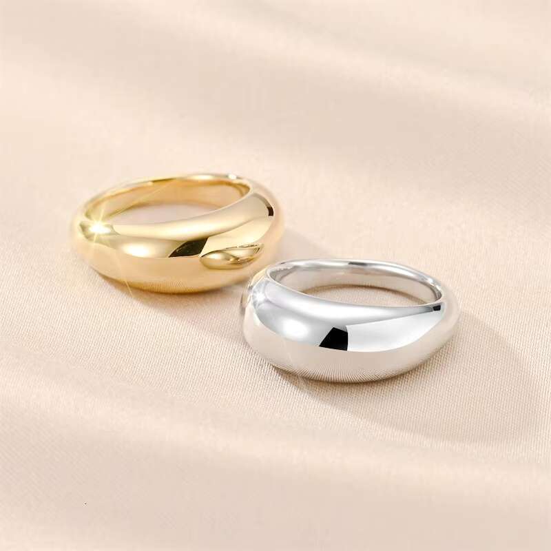 14k gold-plated women's statement dome heavy ring platinum stamp stackable engagement metal eternal fashion gift