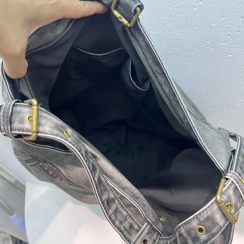 Vintage Messenger Bags For Women Designer Handbag And Purse 2024 New In PU Distressed Belt Buckle Large Capacity Shoulder