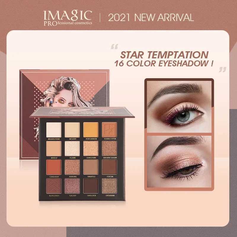 IMAGIC New 16 Color Eyeshadow Shimmer Palette Matte Highlighter For Lasting Pigmented Powder Professional Mineral Powder Makeup W250520
