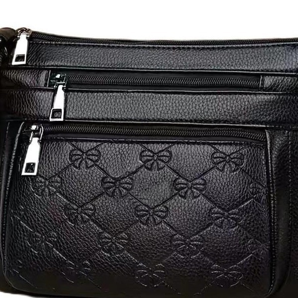 High quality brand high-quality new 2024 genuine leather texture mother PU women's middle-aged and elderly single shoulder crossbody bag free des