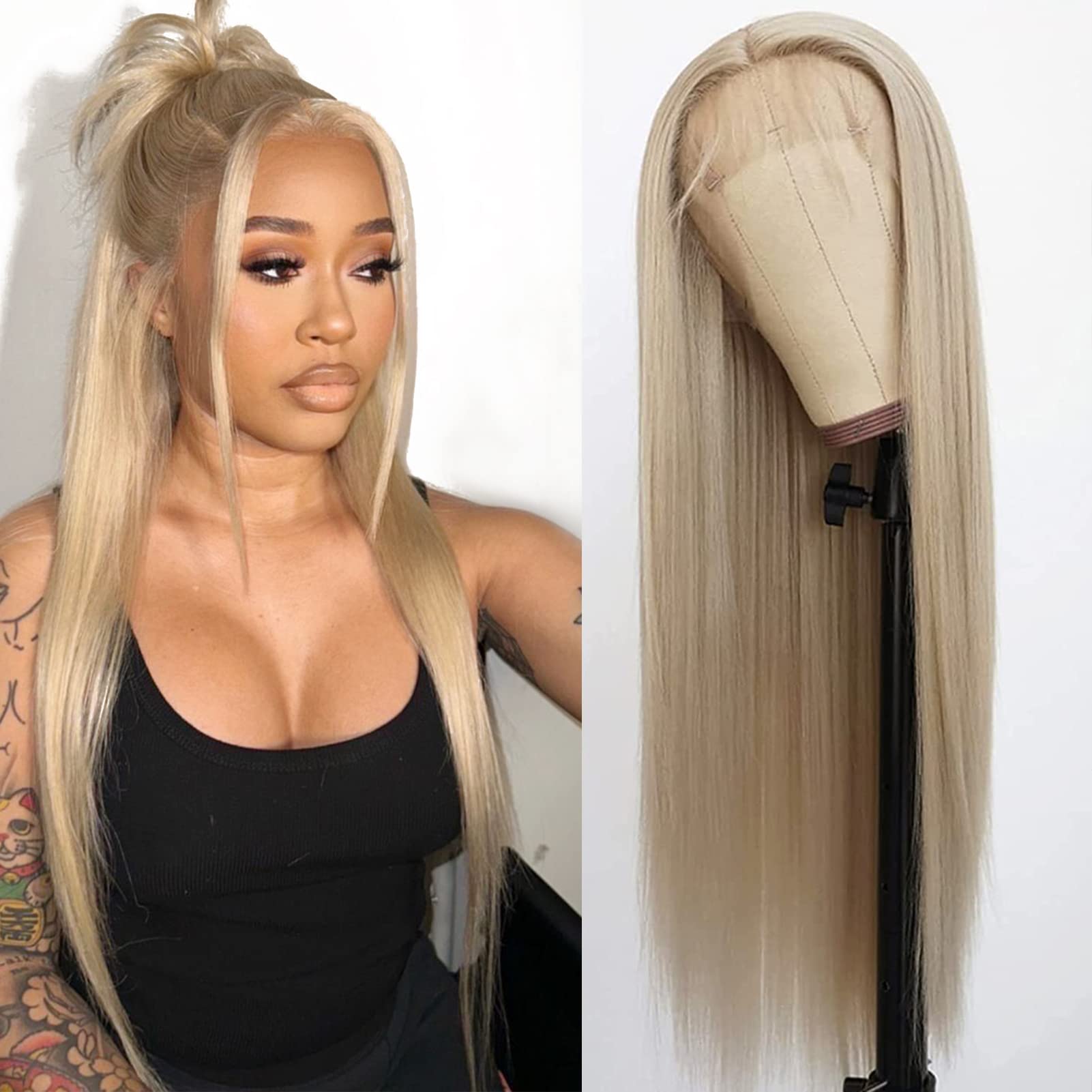 180 Density Brazilian Wig Simulation Human Hair Black Purple Colored 34 Inches Glueless Bone Straight 13x4 HD Transparent Straight Lace Front Wigs For
