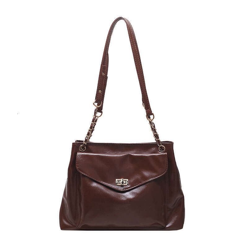Design inspired Korean version single shoulder diagonal cross chain commuting large capacity wandering women's soft leather armpit bag 2025 tempe